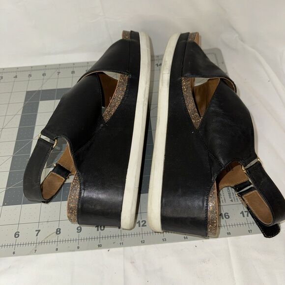 Sudini Black Pamela Leather Sandals Women's Size 10M Platform Criss Cross - Picture 5 of 7